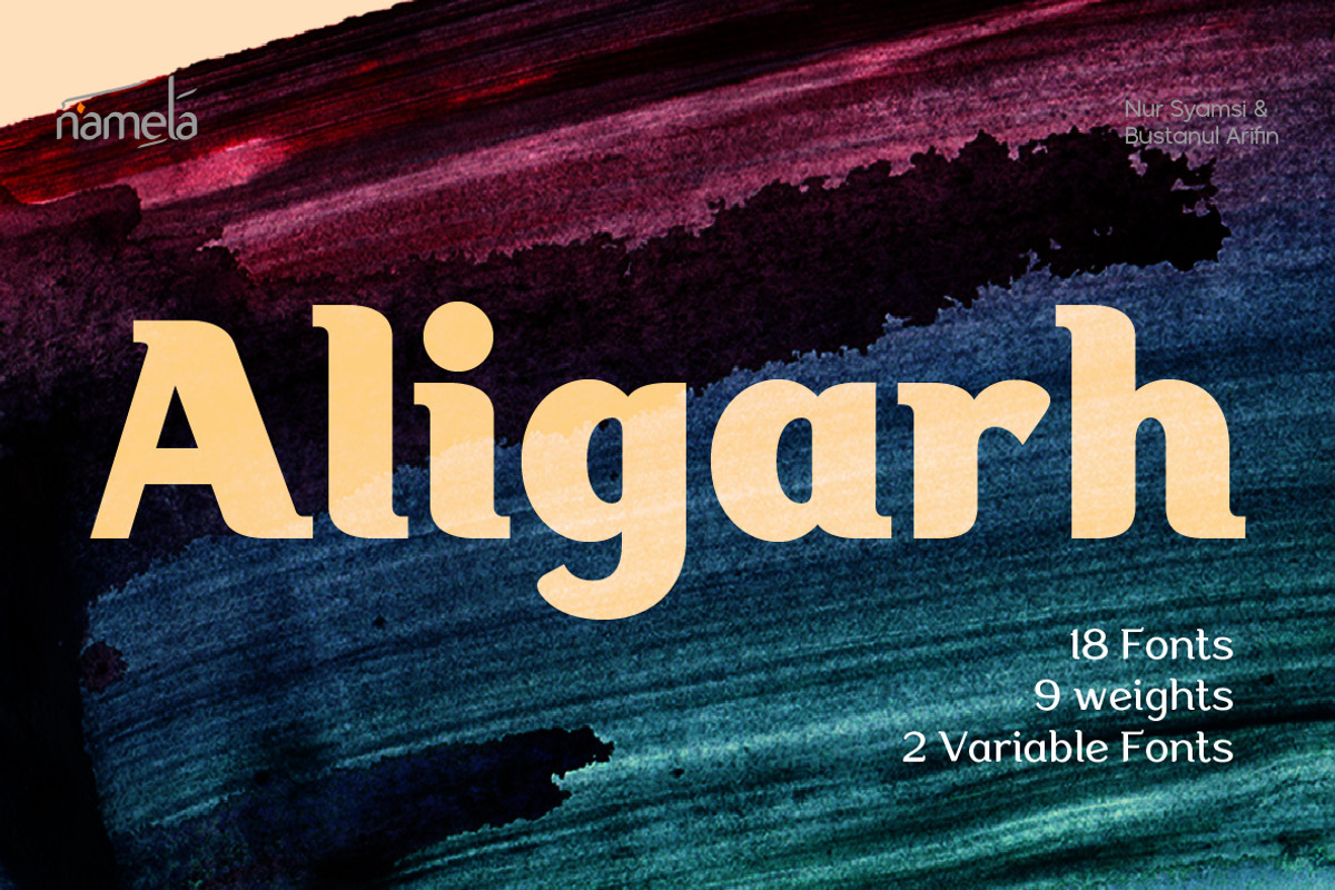 Aligarh - Stylish Slab Font Family, a Slab Serif Font by Namela Studio (Photo 1 of 7)