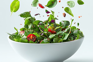 Fresh Green Salad in Bowl Leafy Gree, a Food & Drink Photo by Pixeness Studio