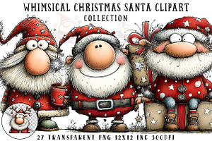 Whimsical Christmas Santa Clipart, an Illustration by OK Design