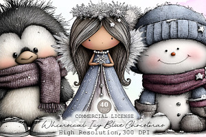 Whimsical Icy Blue Christmas Clipart, an Illustration by Sublimation Artist