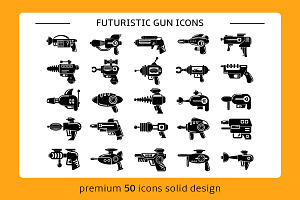 Futuristic Gun Icons Set