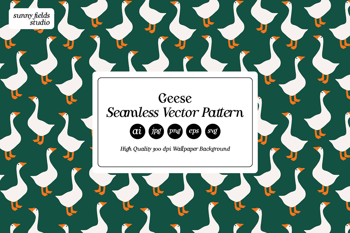 Geese Vector Seamless Pattern, a Pattern Graphic by Sunny Fields Studio (Photo 1 of 10)