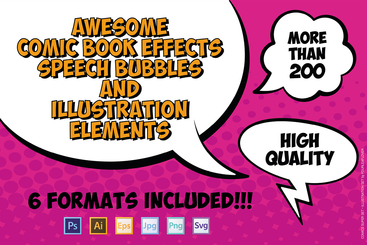 Comic Elements Vector HUGE Set!, an Illustration by FourLeafLover (Photo 2 of 13)