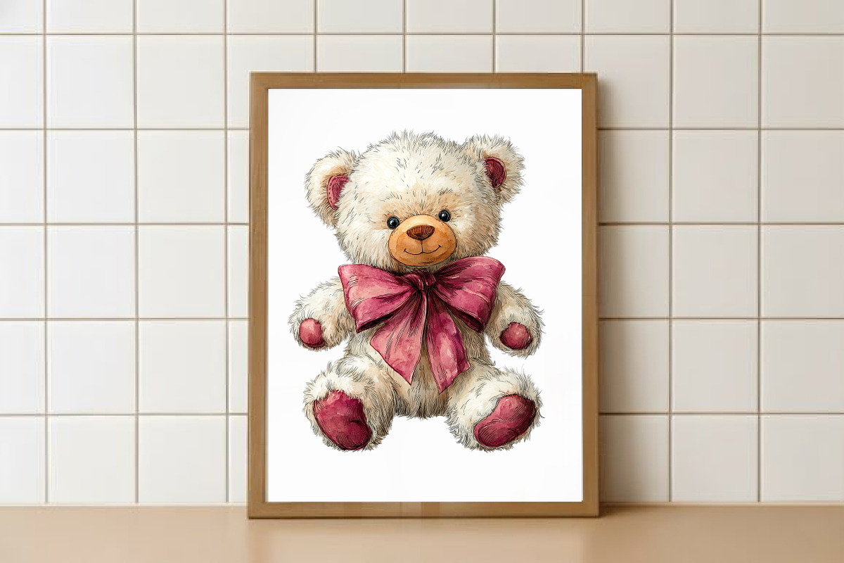 Lovely Teddy Bear Valentine Clipart, an Illustration by Watercolor design (Photo 6 of 6)