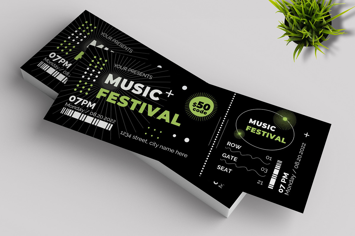 Music Festival Party Ticket, a Stationery Template by MightyDesign (Photo 3 of 6)
