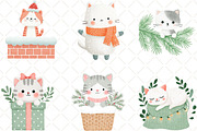 Christmas Cat Clipart, an Illustration by Black Bird Studio (Thumbnail 6 of 6)