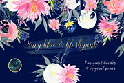 Navy blue & blush pink flowers, a Texture Illustration by LABFcreations (Thumbnail 4 of 6)