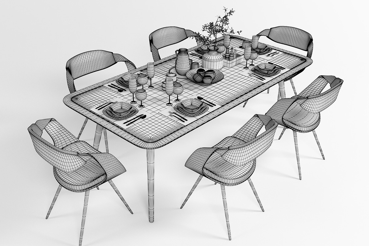 Dining furniture set 1504, a Furniture 3D Model by inDahouze (Photo 9 of 10)