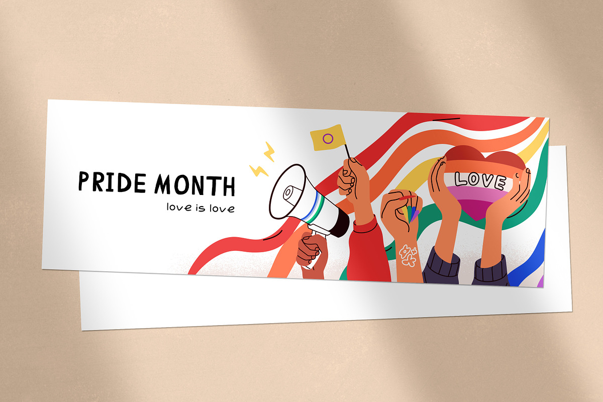 LGBTQ Pride Month banners set, a Background Graphic by Good Studio (Photo 7 of 7)