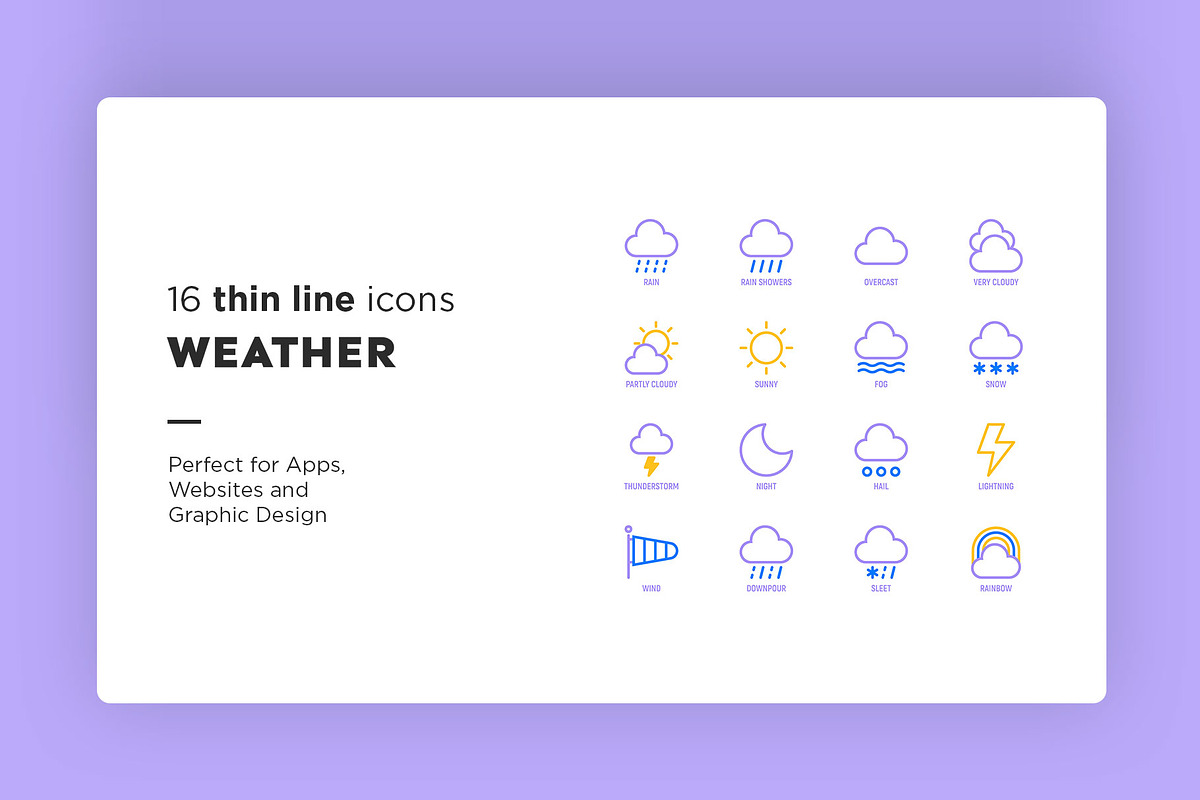Weather | 32 Icons Set, an Outline Icon by Marina Silence (Photo 3 of 17)