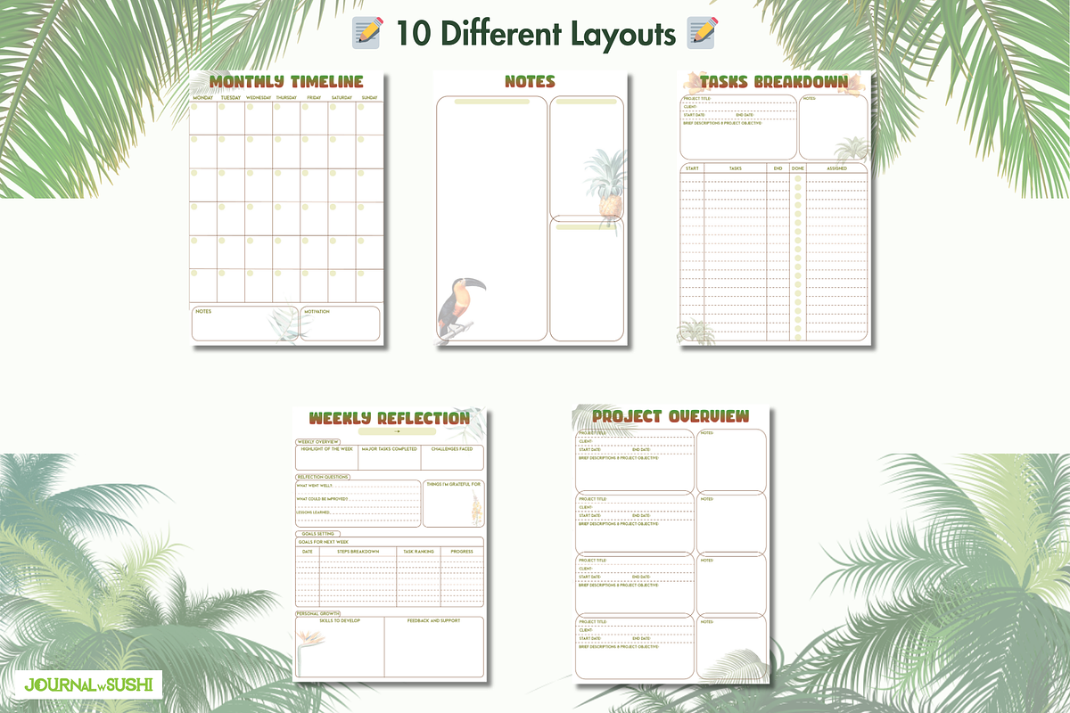Productivity Digital Planner, a Stationery Template by Journal w Sushii (Photo 4 of 6)