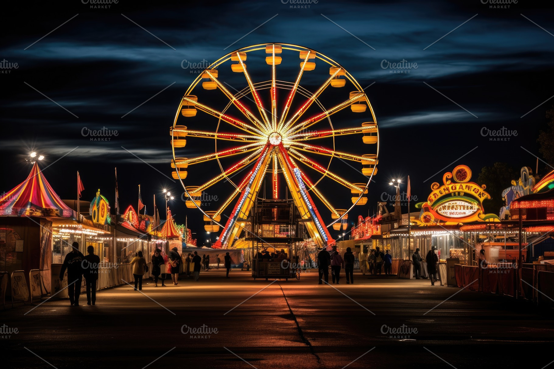 Amusement park at night with colorfu, a Photo by Iftikhar Alam
