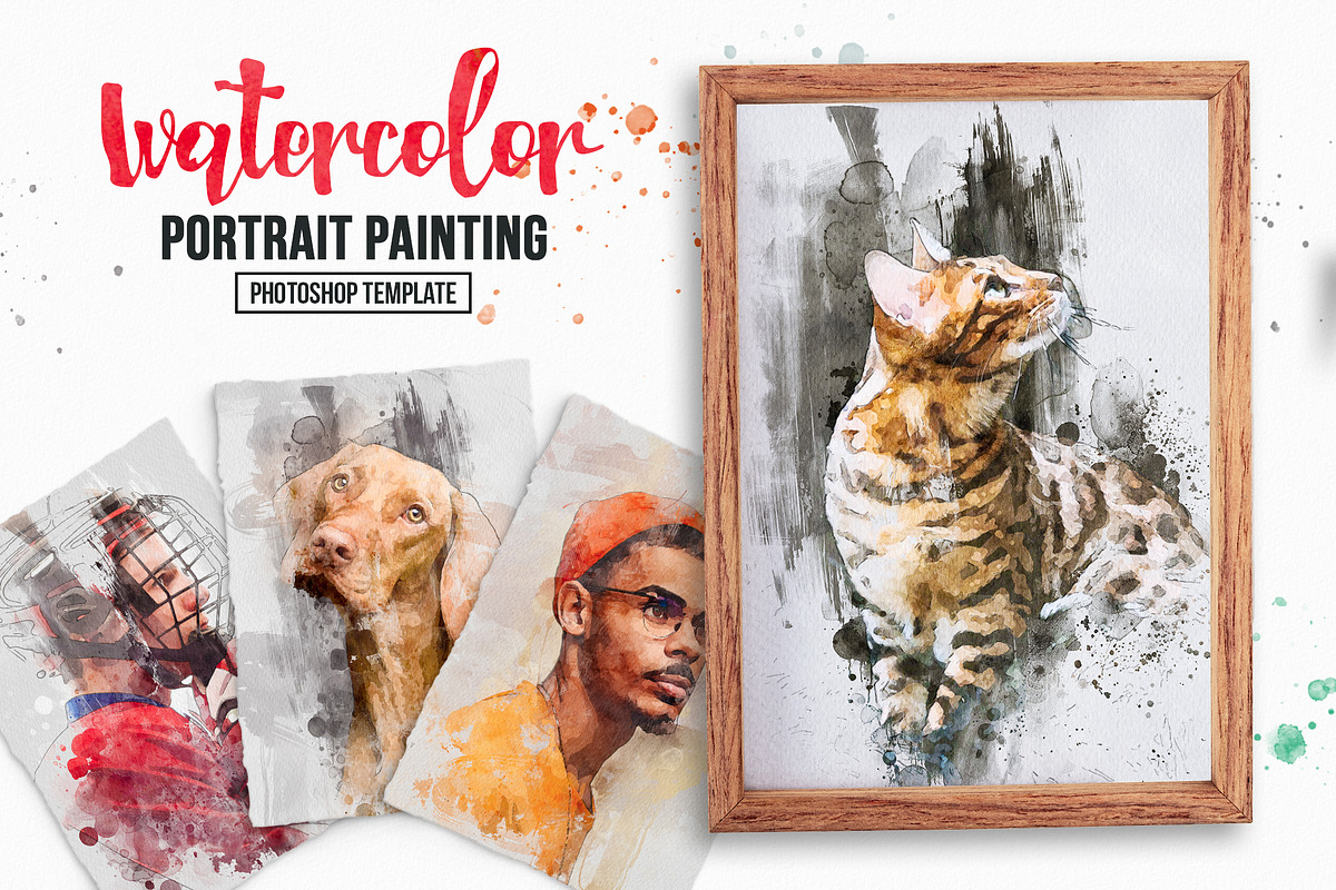 Watercolor Paint Photoshop Template, an Action Add-On by Shovajit (Photo 1 of 5)