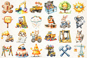 Cute Construction Watercolor Clipart, an Illustration by Libby Wishes (Thumbnail 3 of 7)
