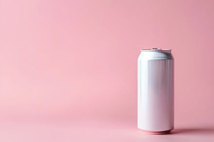 Blank aluminum can on pink background, a Food & Drink Photo by AlyaAnd