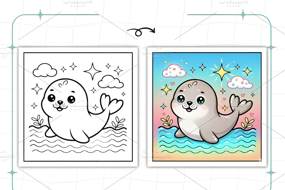 ADULT CUTE BABY ANIMALS COLORING PAG, an Animal Illustration by Ink Gallery (Photo 2 of 9)