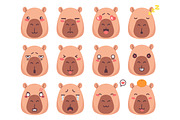 Cute Capybara Character Emoji Set, an Emoji Icon by PsychocheArt (Thumbnail 1 of 3)