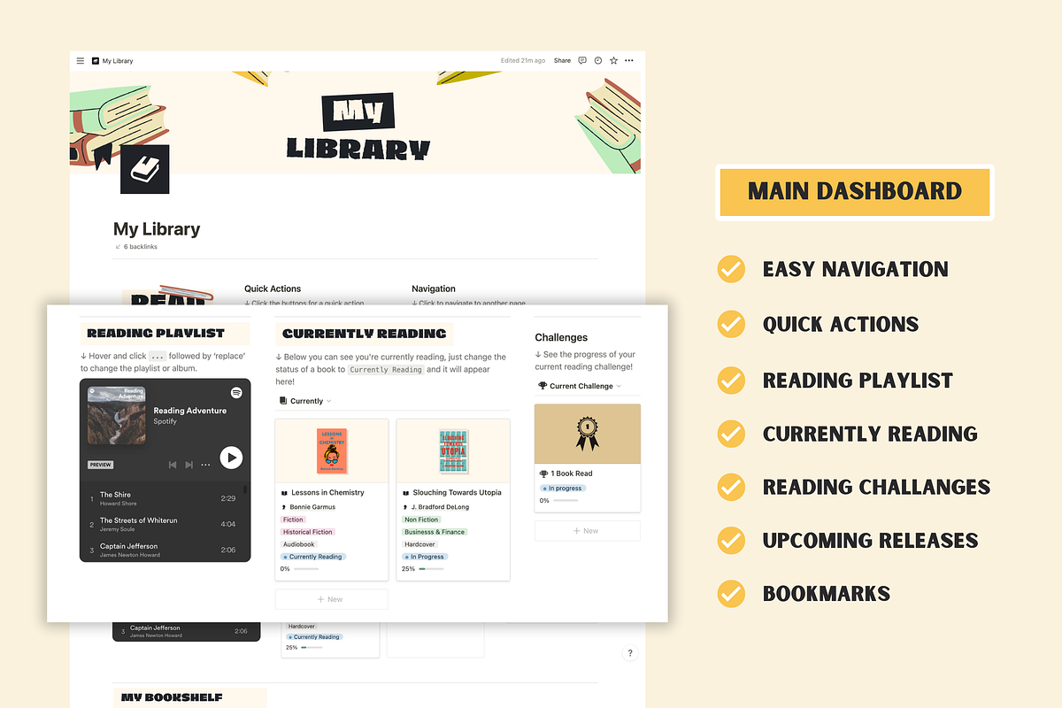 Notion Books and Reading Template, a Templates & Theme by Woolshark (Photo 3 of 10)