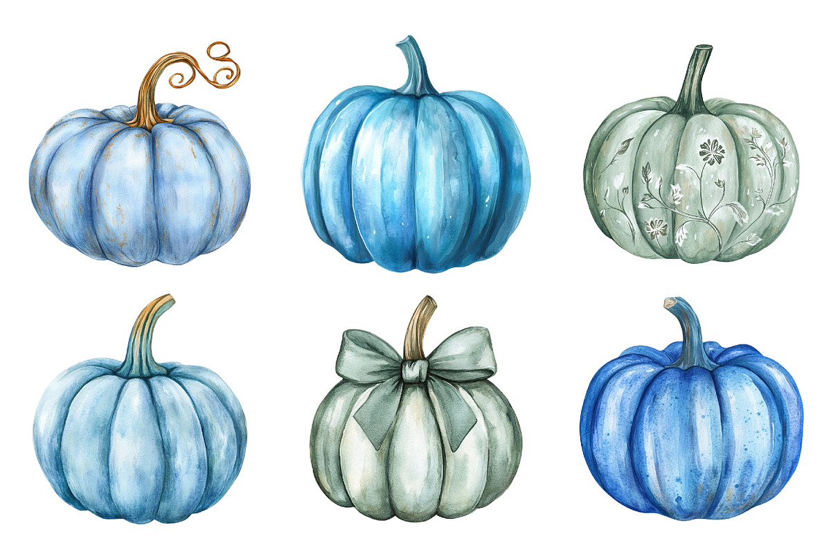 Watercolor Pastel Pumpkin Clipart, an Illustration by SinaCreation (Photo 2 of 5)