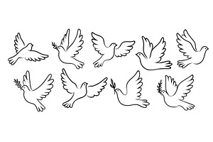 Christmas dove bird silhouettes, an Illustration by Buch&Bee
