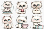 Whimsical Christmas Cute Cat Clipart, an Illustration by Canvas Craft (Thumbnail 3 of 7)
