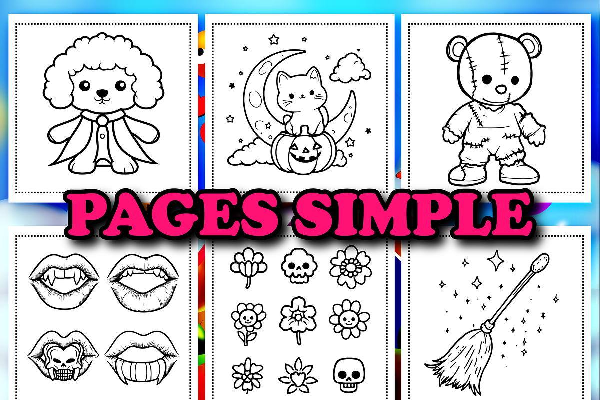 Halloween Vibes Bold & Easy Coloring, an Animal Illustration by Printable Design Store (Photo 2 of 4)