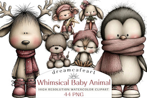 Whimsical Baby Animal Watercolor, an Illustration by DreamCafeArt