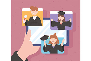 virtual graduation concept, an Education Illustration by studiogstock