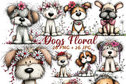 Whimsical Dogs Floral Clipart Spring, a Graphic by one-touch (Thumbnail 1 of 19)