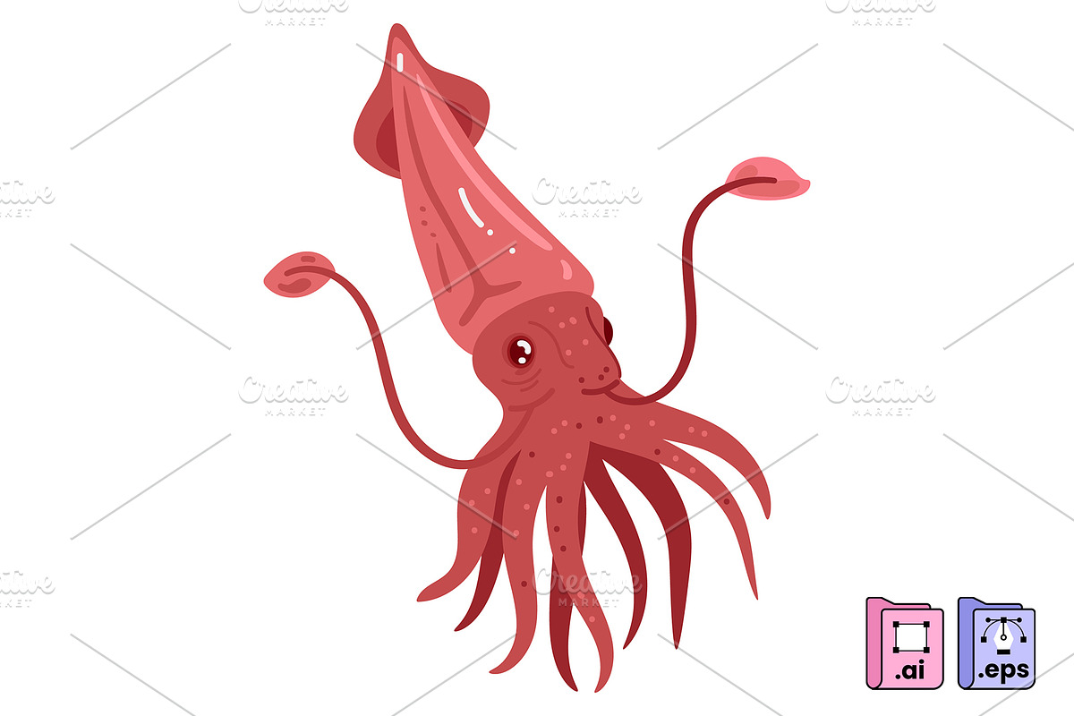 Giant Squid Vector Illustration, an Animal Illustration by MISS CHATZ (Photo 3 of 3)