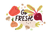 Cute funny vegetables, stickers set, a Food Illustration by Good Studio (Thumbnail 4 of 7)