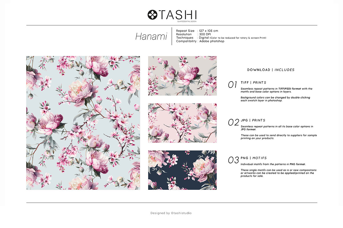 Hanami, Peonies and Sakura Patterns, a Wallpaper Graphic by Pink Linen (Photo 2 of 10)