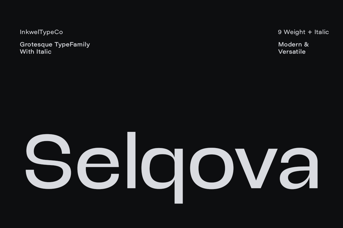 Selqova | Sans serif family, a Sans Serif Font by InkwellTypeCo (Photo 1 of 18)