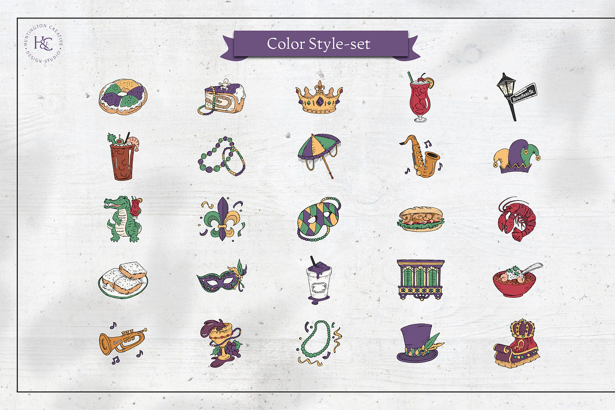 Hand Drawn Mardi Gras Images, a Seasonal Illustration by H&C Drawings & Designs (Photo 10 of 15)