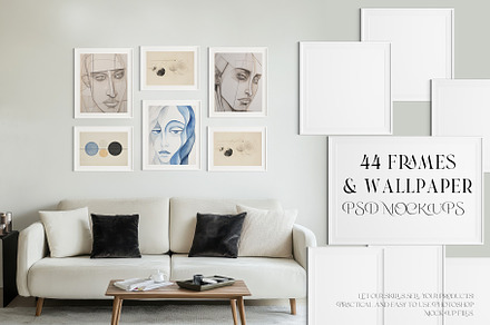 44 Frames and Wallpaper Mockup, a Product Mockup by mock-ups