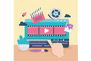 motion design computer screen, an Object Illustration by studiogstock