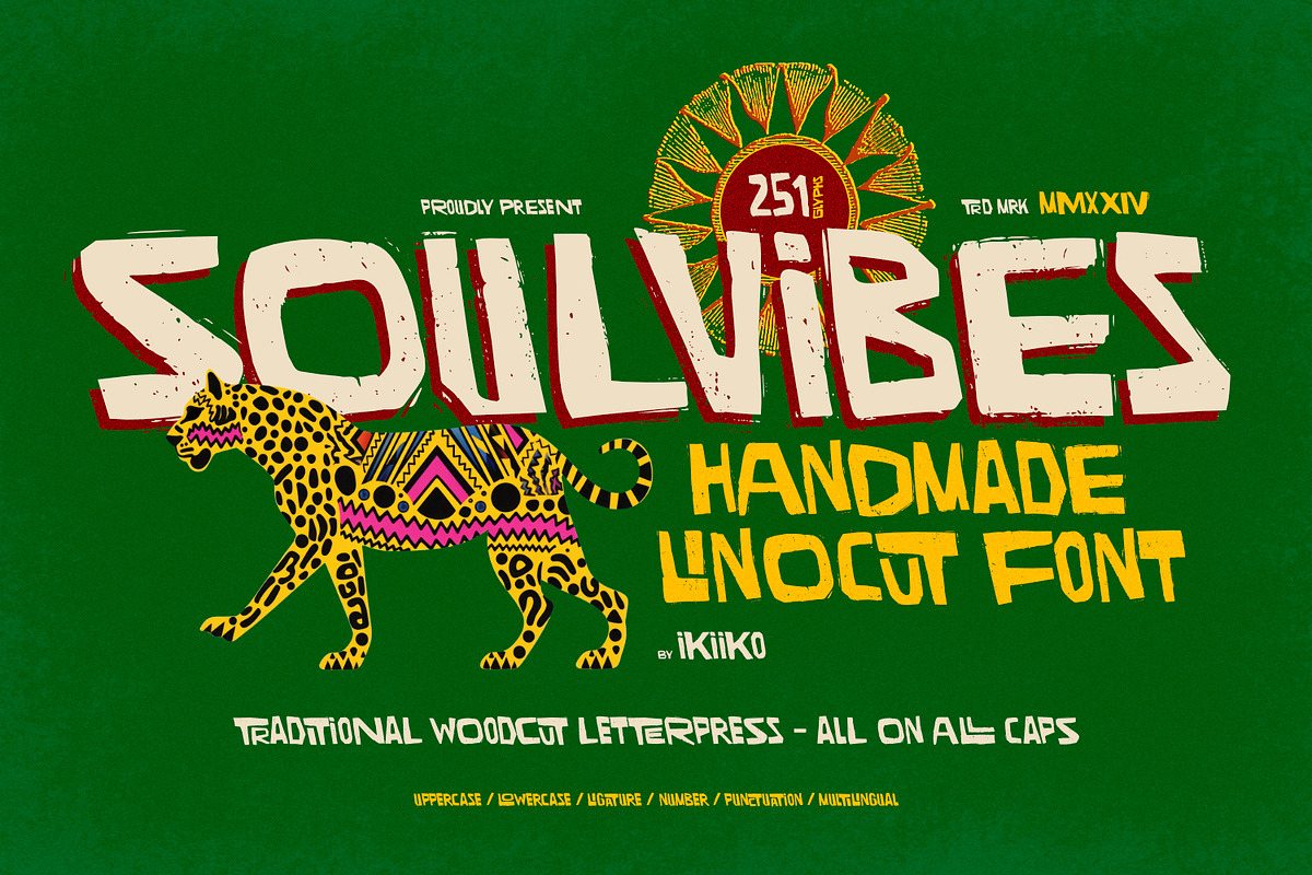 Soulvibes - Handmade Linocut Font, a Handwritten Font by ikiiko (Photo 1 of 7)