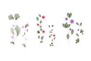 Delicate watercolor leaves and, an Object Illustration by okskukuruza