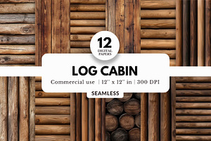 12 Wood Log Cabin Digital Papers