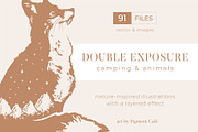 Double Exposure Wildlife & Camping, an Animal Illustration by Pigment Café (Thumbnail 1 of 5)