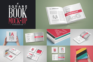 Square Book Mock-Up Set