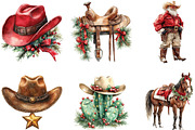 Western Cowboy Christmas Clipart, an Illustration by CraftArtStudio (Thumbnail 2 of 6)