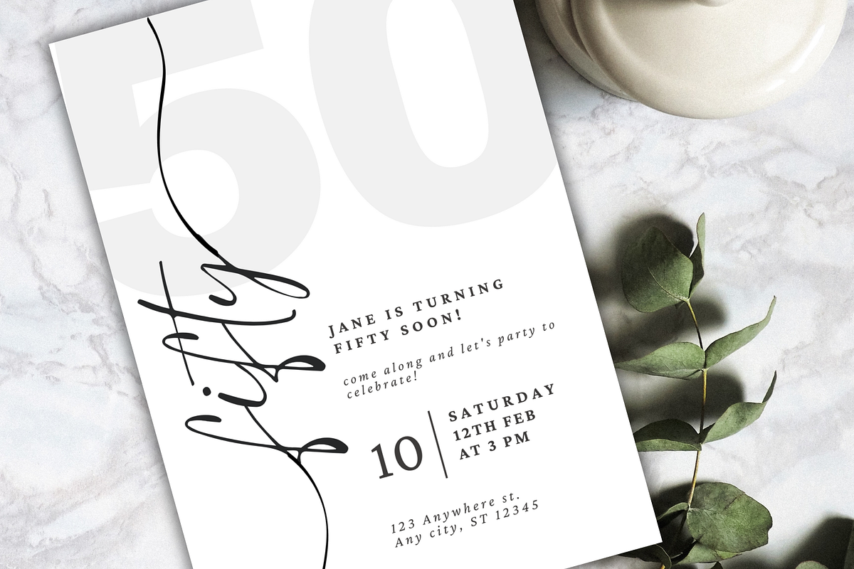 50th BIRTHDAY PARTY INVITATION CARD, an Invitation Template by TheSimplySereneShop (Photo 10 of 10)