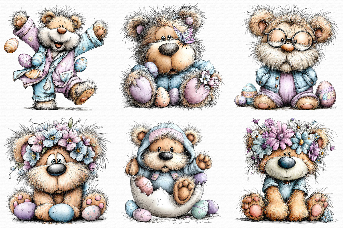 Whimsical Easter Teddy Bear Clipart, an Illustration by Libby Wishes (Photo 6 of 8)