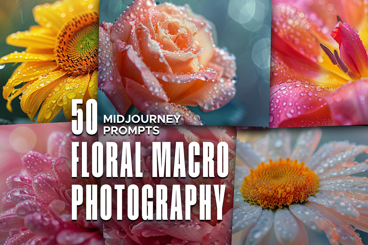 50 Floral Macro Photography Prompts, an Object Graphic by MadeByAI Studio (Photo 1 of 6)