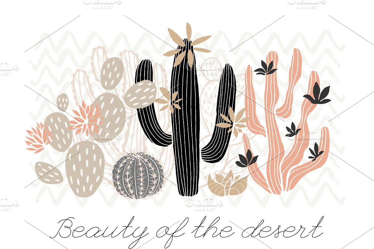 PASTEL Cactuses & Succulents BIG Set, a Decorative Illustration by Iraida_Bearlala (Photo 6 of 13)