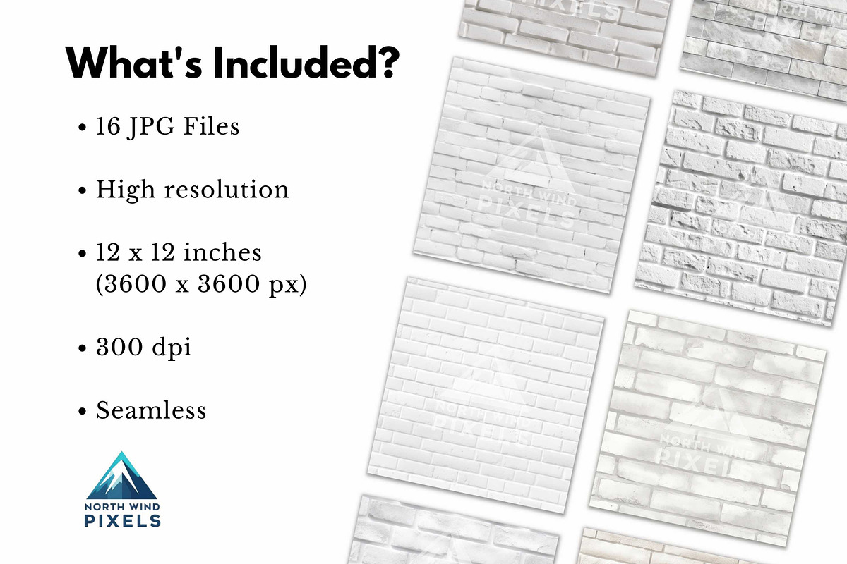 16 White Brick Texture Digital Paper, a Texture Graphic by NorthWindPixels (Photo 3 of 4)