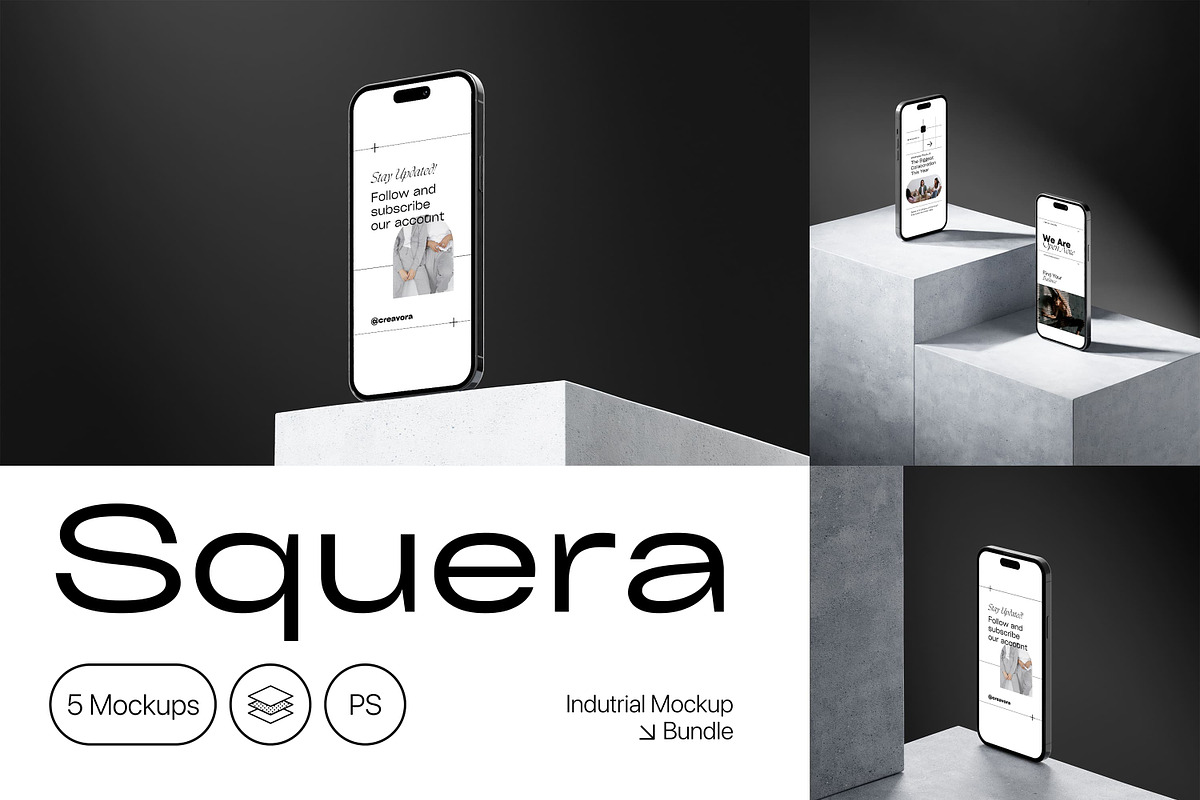 Squera - Minimal iPhone Mockup, an iPhone Mockup by Creavora (Photo 1 of 5)