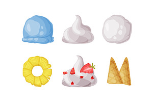 Ice Cream Parts with Ball, Waffle, a Food Illustration by TopVectors