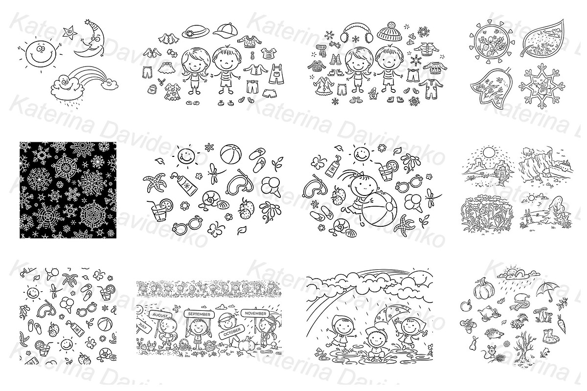 Hand drawn cartoon seasons & weather, a Seasonal Illustration by Bubert Art (Photo 4 of 5)